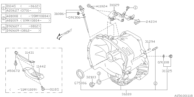 2008 Subaru Tribeca Torque Converter & Converter Case Diagram 1
