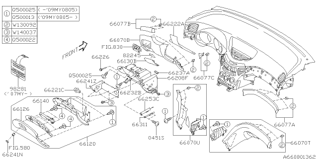 2006 Subaru Tribeca Pocket Assembly Diagram for 66120XA00AEU