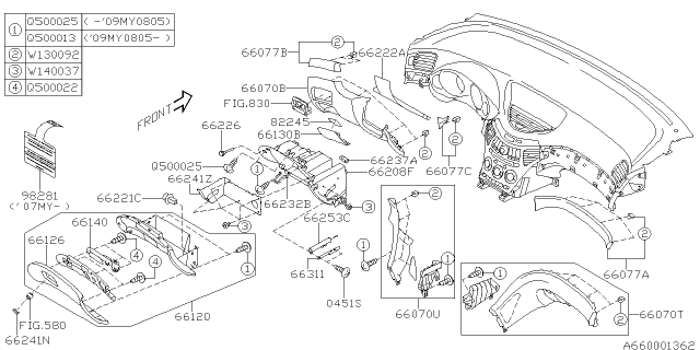 2013 Subaru Tribeca Instrument Panel Diagram 3