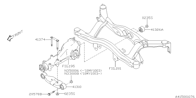 2012 Subaru Tribeca Differential Mounting Diagram