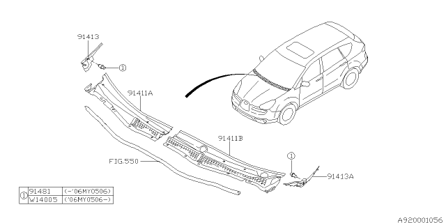2014 Subaru Tribeca Cowl Panel Diagram