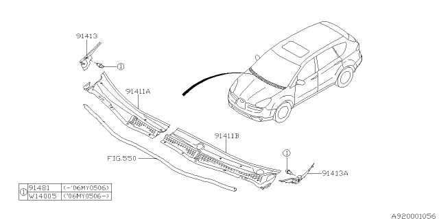 2013 Subaru Tribeca Cowl Panel Diagram