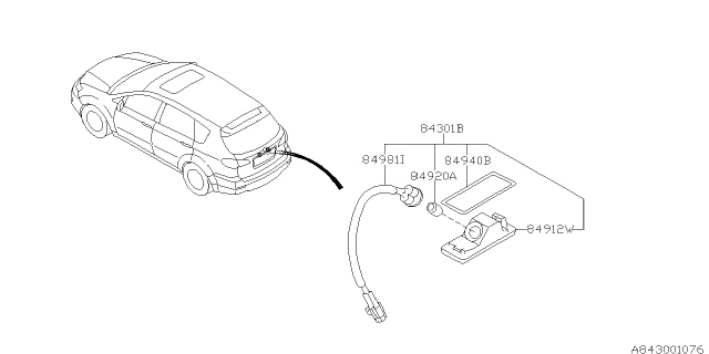 2008 Subaru Tribeca Lens & Body License Lamp Diagram for 84912XA201