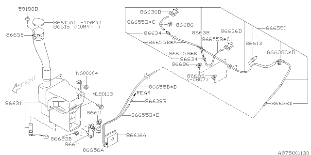 2012 Subaru Tribeca Windshield Washer Diagram 1