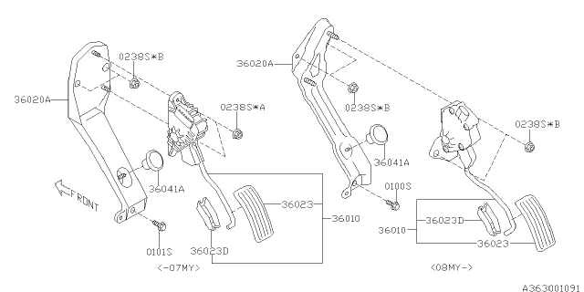 2009 Subaru Tribeca Pedal System Diagram 1
