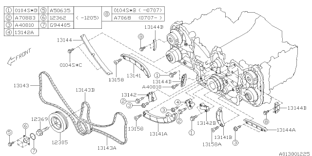 2008 Subaru Tribeca TENSIONER Chain Diagram for 13142AA080