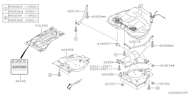 2009 Subaru Tribeca Band Tank Assembly RH Diagram for 42017XA00A