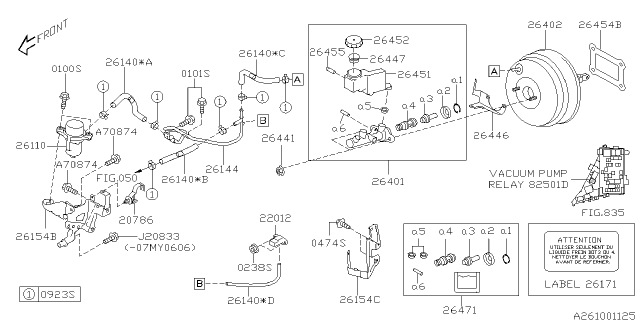 2007 Subaru Tribeca Master Cylinder Assembly LH Diagram for 26401XA00A