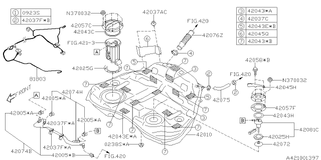 2014 Subaru Tribeca Fuel Tank Complete Diagram for 42012XA01B