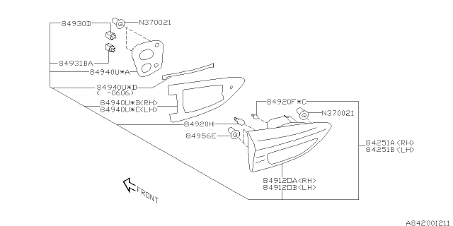 2006 Subaru Tribeca Lamp - Rear Diagram 2