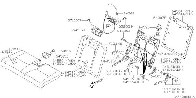 2013 Subaru Tribeca Third Back Rest Seat Cover Assembly, Right Diagram for 64550XA18AMW
