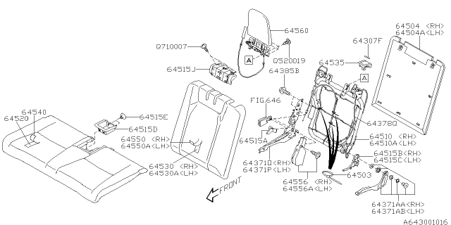 2013 Subaru Tribeca Protector Set RH Diagram for 64556XA02AMW