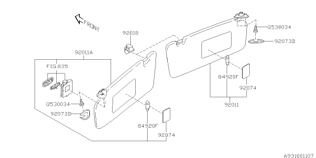 2010 Subaru Tribeca Room Inner Parts Diagram 2