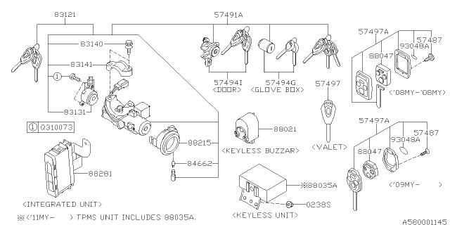 2008 Subaru Tribeca Key Kit & Key Lock Diagram 2