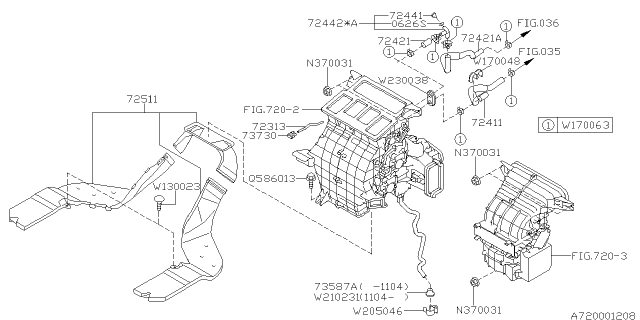2011 Subaru Tribeca Hose Heater Out Diagram for 72421XA010