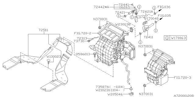 2011 Subaru Tribeca Hose Heater Drain Diagram for 72442SA000