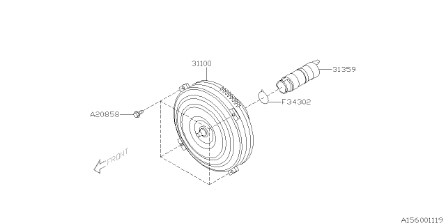 2009 Subaru Tribeca Torque Converter Assembly Diagram for 31100AB140