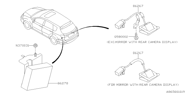 2011 Subaru Tribeca Camera Assembly Rear View Diagram for 86267XA06A