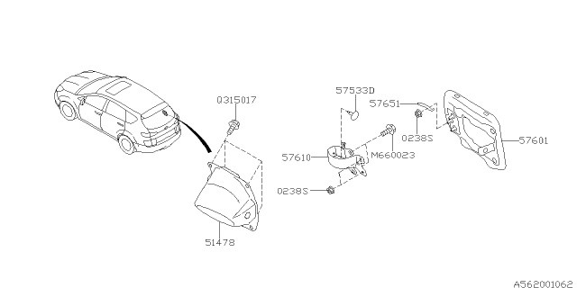 2009 Subaru Tribeca Trunk & Fuel Parts Diagram 2