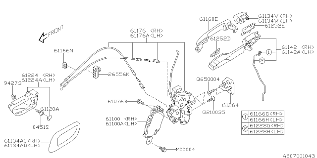 2012 Subaru Tribeca Door Parts - Latch & Handle Diagram 1