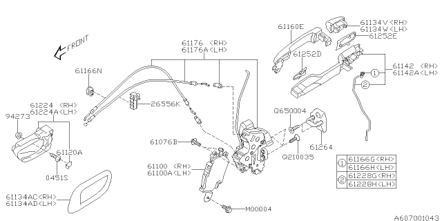 2013 Subaru Tribeca Door Handle Front Holder, Right Diagram for 62412FC010