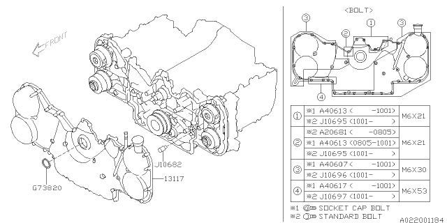 2010 Subaru Tribeca Cover Complete Chain Diagram for 13117AA020