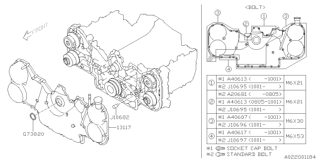 2014 Subaru Tribeca Timing Belt Cover Diagram