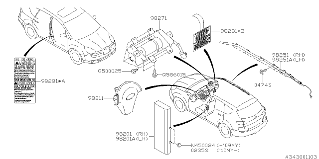 2007 Subaru Tribeca Air Bag Module Assembly D Diagram for 98211XA04AMW