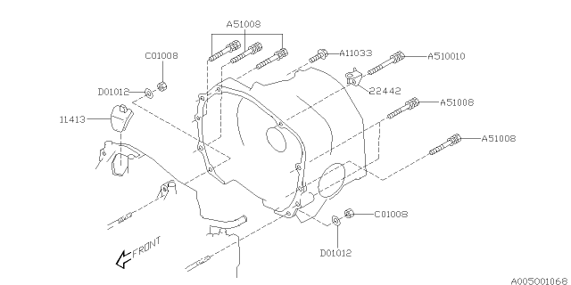2010 Subaru Tribeca Timing Hole Plug & Transmission Bolt Diagram 1
