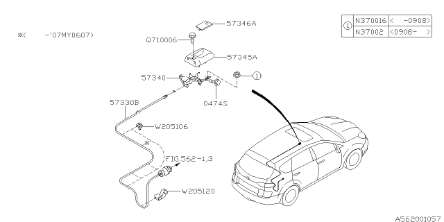 2006 Subaru Tribeca Knob Fuel Diagram for 57346XA00AMW