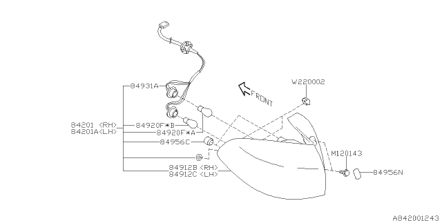 2012 Subaru Tribeca Order 84201XA03B Diagram for 84912XA13B