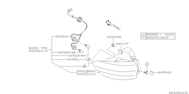 2007 Subaru Tribeca Cap Diagram for 84956XA00A