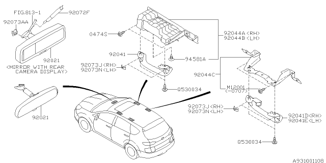 2012 Subaru Tribeca Cap Assist Rail LH Diagram for 92073AG05AMV
