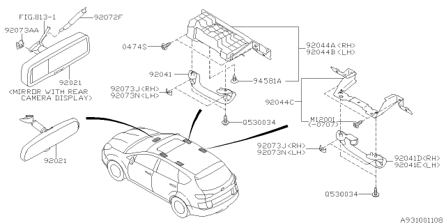 2012 Subaru Tribeca Cap Assist Rail RH Diagram for 92073AG04AMV