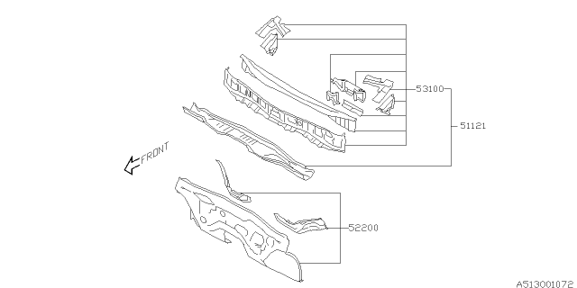 2006 Subaru Tribeca Toe Board & Front Panel & Steering Beam Diagram