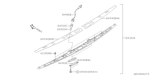 2007 Subaru Tribeca Lamp - License Diagram 1