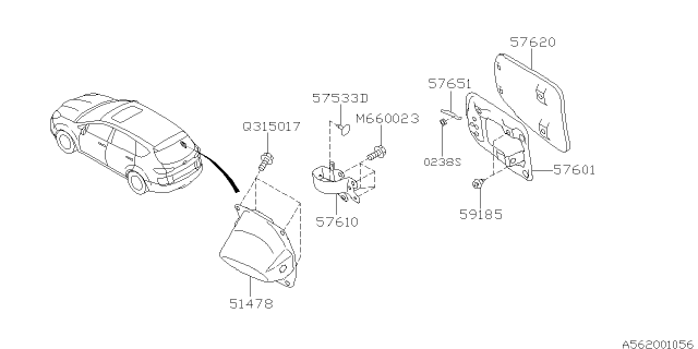 2007 Subaru Tribeca Trunk & Fuel Parts Diagram 2