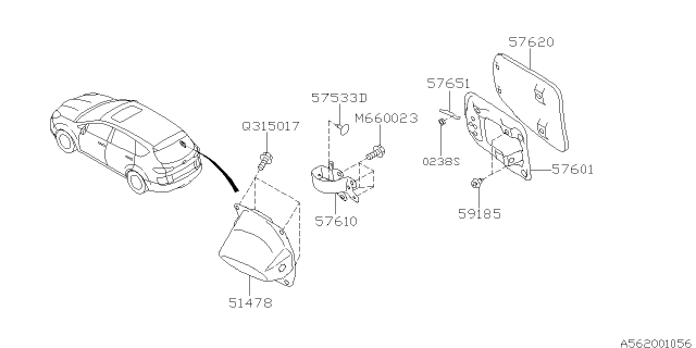 2006 Subaru Tribeca Trunk & Fuel Parts Diagram 2