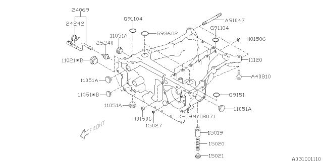 2011 Subaru Tribeca Pan Complete Oil Upper Diagram for 11120AA070