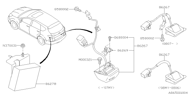 2007 Subaru Tribeca Camera Control Assembly Diagram for 86278XA02A
