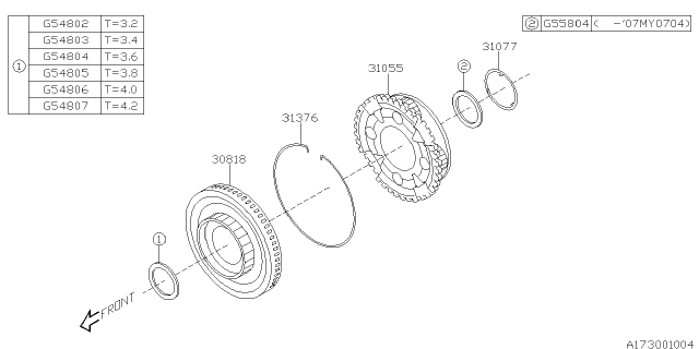 2014 Subaru Tribeca Front Planetary Diagram