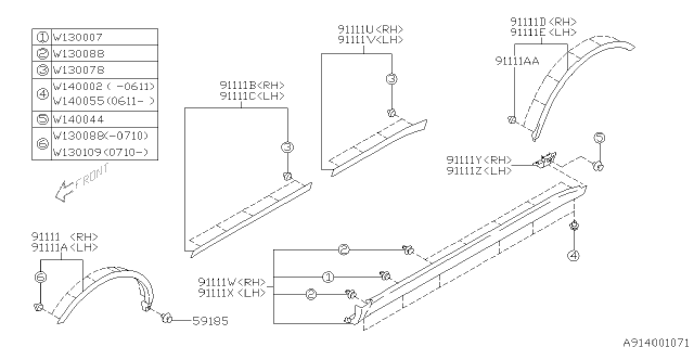 2006 Subaru Tribeca Outer Garnish Diagram 1