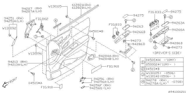 2010 Subaru Tribeca Door Trim Diagram 1