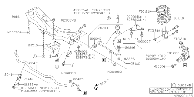 2010 Subaru Tribeca Front Suspension Diagram