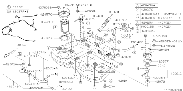 2008 Subaru Tribeca Fuel Tank Complete Diagram for 42012XA00B