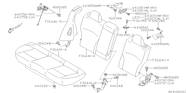 2016 Subaru Outback Hook Rear Seat Cushion Diagram for 64396KA010