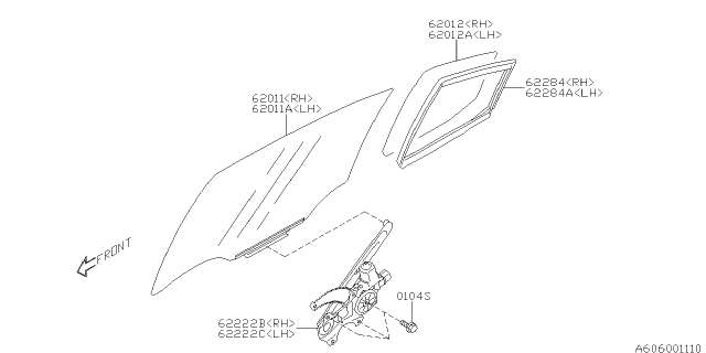 2017 Subaru Legacy Door Parts - Glass & Regulator Diagram 2