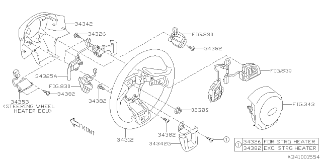 2017 Subaru Outback Steering Wheel Diagram for 34312AL03AVH