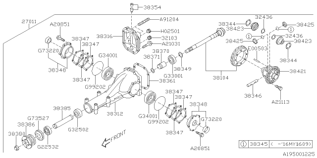 2017 Subaru Legacy Differential Assembly Rear Diagram for 27011AB161