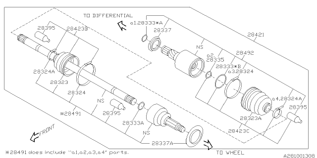2017 Subaru Outback Rear Axle Shaft Assembly Diagram for 28421AL01A